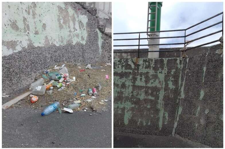 Suciedad en los rincones y dique en mal estado (Foto TA)